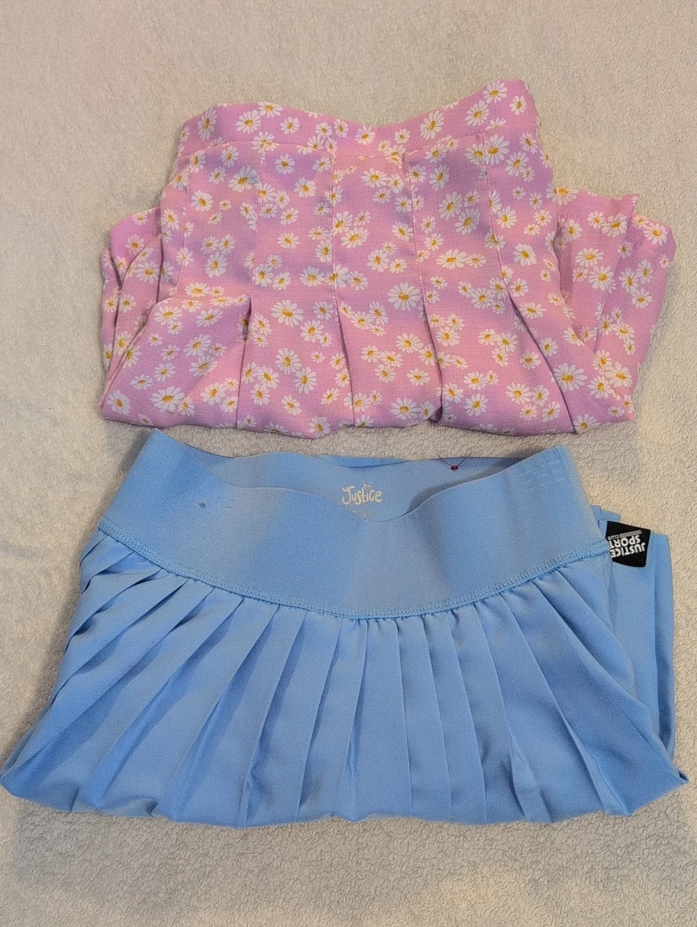Girls Size 10 Skirt Bundle Justice Blue Pleated & Love Squared Daisy Print